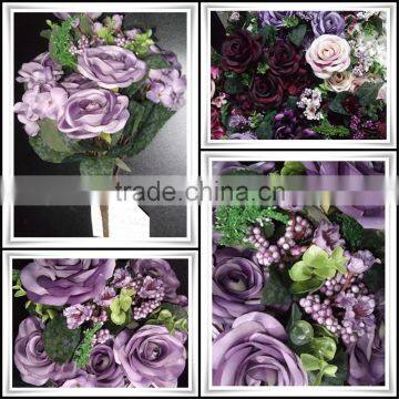 SJ20170025 Real Touch Red Wine Artificial Silk Flower Rose Bud photo-3