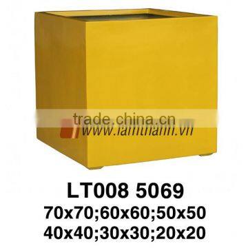 East Asia Manufacturer Modern Trading Square Yellow Poly Glossy Planter