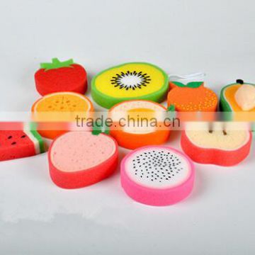 candy Color fruit bath sponge/apple strawberry shaped cleaning sponge / Sponge scourer could be printed logo