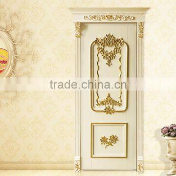 Classic Elegant French Rococo Style Golden and White Floral Carving Solid Wood Internal Door BF12-05234b photo-2