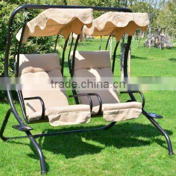 Outdoor Luxury Patio Swing Glider Loveseat Bench Chair Steel Frame with Canopy