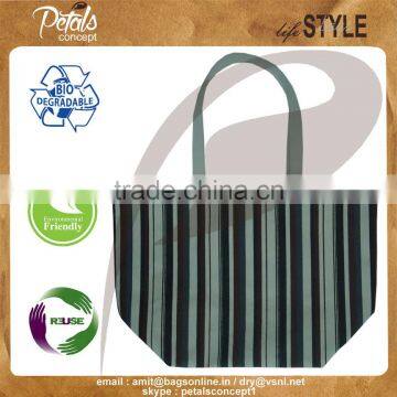 New Design Cotton Canvas Tote Bag With Open Hanging Pocket - Multicolor Allover Stripe Print - Hot Print Bags photo-5