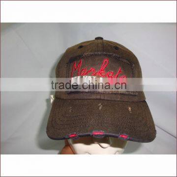 100% Octton Wholesale Enzyme Washed Distressed Baseball Cap With Embroidery LOGO photo-2