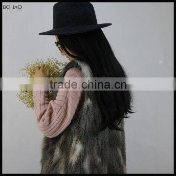 Women's Splicing Color New Autumn Winter Long Pattern Fake Fur Gilet photo-3