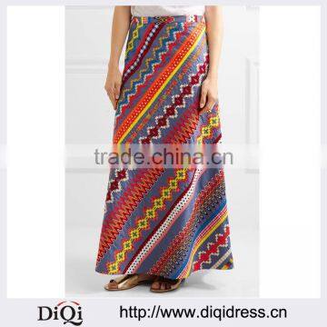 Wholesale Women Apparel Multicolor Fashion Embroidered Cotton Maxi Skirt(DQE0390SK)