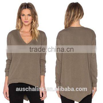 New Design Cotton Deep V Neck Sweatshirt Women Fashion photo-4