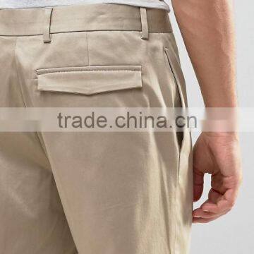 High Quality Latest Custom Three Pockets Men's Khaki Slim Fit 97% Cotton 3% Elastane Stretch Twill Zip Fly Casual Shorts Pant photo-3