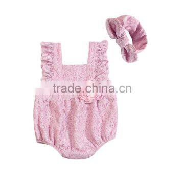 2017 Wholesale Baby Toddler Lace Romper 100%cotton Romper photo-2