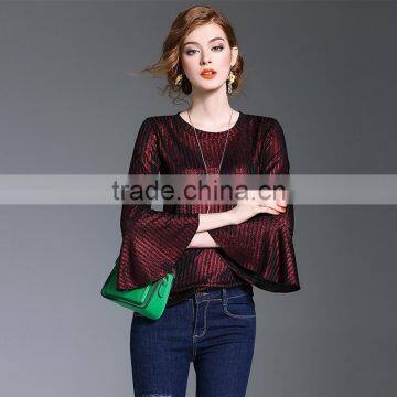 Maxnegio Women Blouse 2017 Lotus Leaf Sleeves Ladies Blouse Fashion Design photo-3