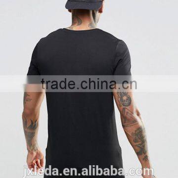 2016 Longline Short Sleeves Plain Crewneck Slim Fit Muscle t Shirt Wholesale photo-2