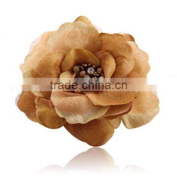 Yiwu Factory Wholesale Rhinestone Brooch Custom Fabric Flower Brooches Big Flower Hairwear photo-3