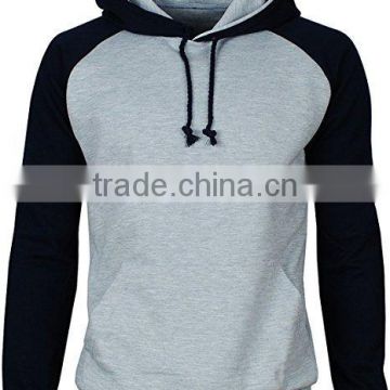 Heavyweight Blank 20% Polyester 80% Cotton Fleece Pullover Hoodie Contrast Raglan Long Sleeve Men's Hooded Sweatshirt OEM