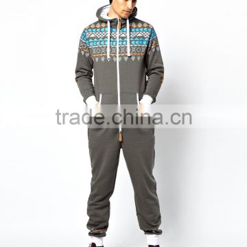 Adult winter jumpsuit pajama with hood and Aztec print