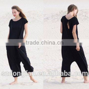 Women Black Oversized Jumpsuit Girl's Loose Overalls Sexy Romper