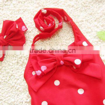 S31333W Kids Branded Swimwear Young Girls Sweet Bowknot Swimwear photo-4