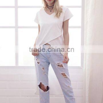 Sleeve Women's Long Sleeve Short Front Long Back t Shirt photo-2