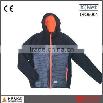 OEM latest design softshell stitching mens black padded jacket