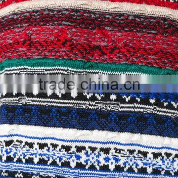 Multi Color Crew Neck Knitted Jumper Men's Intarsia Sweater With Button Decoration on Shoulders photo-5