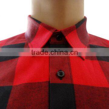 Red Black Check Flannel Shirt for Men Autumn Winter Warm Mens Dress Shirt photo-3
