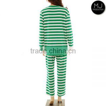 Wholesale Knitted Cotton Women Stripe Pajamas Blanks photo-3