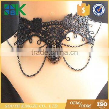 Hot Sale European and American Retro Party Queen Necklace Crystal Pendant False Collar Lace Necklace photo-2
