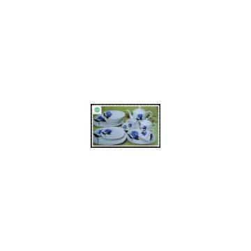 Blue Rose Decal Porcelain Tableware Set photo-3