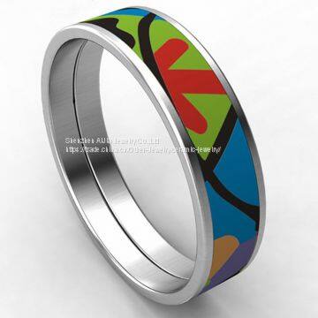 Bohemia Style Enameled Bangle Stainless Steel For Women