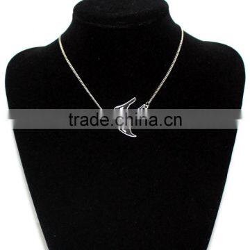 Black Tiny Swallow Necklace Silver Thin Chain Dainty Bird Jewelry