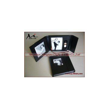 Leather CD DVD USB Flash Drive Packaging Storage Gift Case Box photo-3