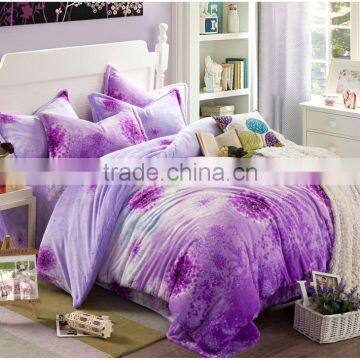 2017 New Design Purple Dandelion Print Bedding Set Flannel Blanket