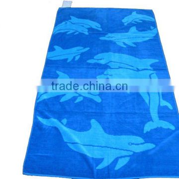 2015 new design 100% cotton jacquard beach towel