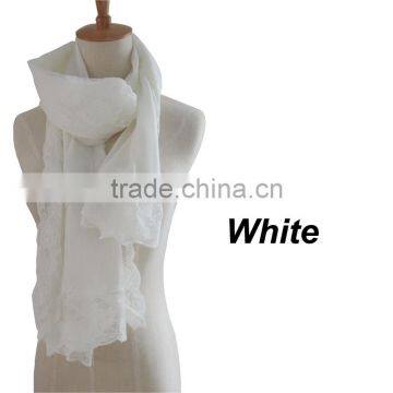 Women Cotton Plain Hijab Shawl Lace Scarves Fashion Romantic Wedding Wear Muslim Scarf Long Size photo-6