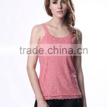 Women's High Visibility Wholesale Plain White Tank Top Bottom Lace