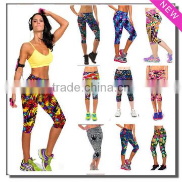 Summer fashion print sports seventh leggings sexy women short capris