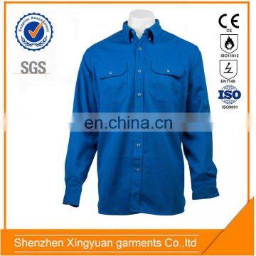 Good quality 100% cotton fire retardant FR long sleeve safety shirt with logos