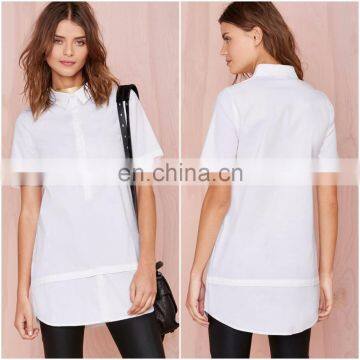 New Europe Fashion Women Casual Dresses White Shirt Dress Short Sleeve Summer Dress 2016