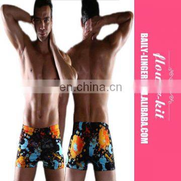 Men Plus Size Swimwear Print Swimming Trunks Sexy Men Swim Bathing Swimsuit Polyester Beachwear Briefs