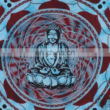 Psychedelic Indian Ombre Mandala Buddha Quee Size Cotton Handmade Boho Wall Hanging, Tapestry, Decorative Ethnic Bedspread Throw photo-3