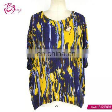 O-Neck Asymmetric Hem Fashion Plus Size Ladies Blouses Tops