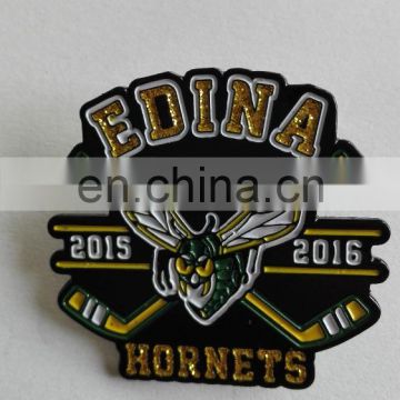 Metal custom glitter ice hockey badge