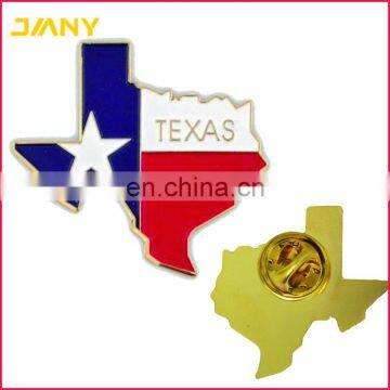 Customized Gloden Plated American State Shape of Texas and Texas Flag Lapel Pin