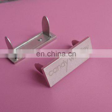 U clip laser logo metal plate for handbag