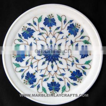 Marble Inlay Plate With Lapis Lazeli