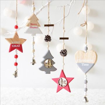 New Year Wood craft Christmas Ornaments Pendant Hanging Gifts star heart Xmas Tree Decor Home party christmas decor