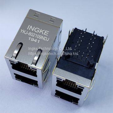 Ingke YKJ-802109NDJ Direct Substitute XFATM9-STKVDGY2-4 2 Port 100 BASE-T Through Hole RJ45 Magnetic Jacks