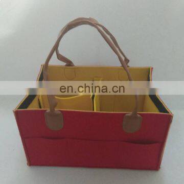 New Custom Felt Baby Diaper Caddy With Anti-dust Cover and PU Leather Handle Diaper Bags Nursery Organizer for Baby's Essentials photo-7