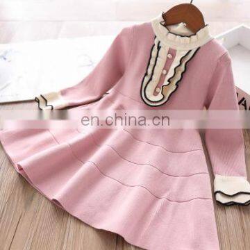 New 3 Buckle Wooden Ear Trim Sweater Dress Girls Skirt