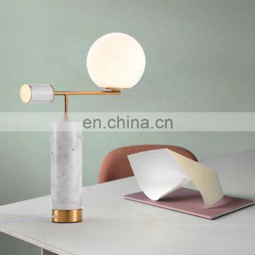 Modern Glass Ball Marble Base Table Lamp For Living Room photo-5
