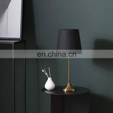 High Quality Modern Luxury Design Hotel Home Decor Black Linen Lampshade Metal Table Lamp for Bedroom photo-4