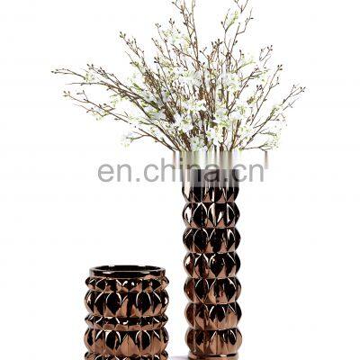 Golden Dubai Style Light Luxury Flower Arrangement Golden Porcelain Ceramic Vase For Table Decoration photo-3